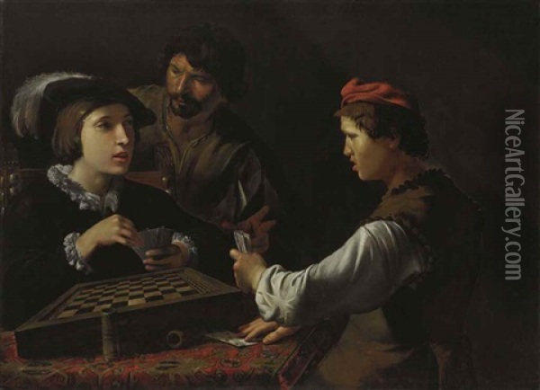 The Cardsharps Oil Painting - Pietro Paolini