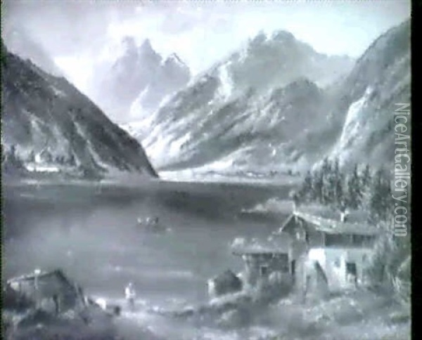 Blick Auf Den Walchensee Oil Painting - Fritz Wilhelm Rabending