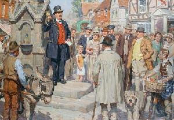 The Town Crier Oil Painting - William R.S. Stott