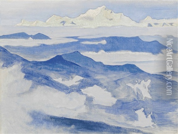 Evening, From The Himalayan Series Oil Painting - Nicholas Roerich