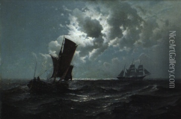 Marin Med Segelfartyg Oil Painting - Albert Soult Berg