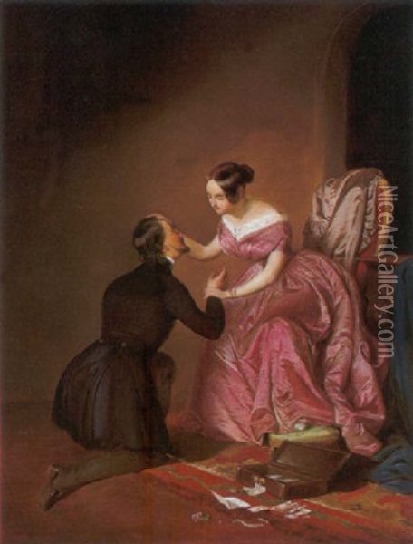 Die Brautwerbung Oil Painting - Franz Eybl