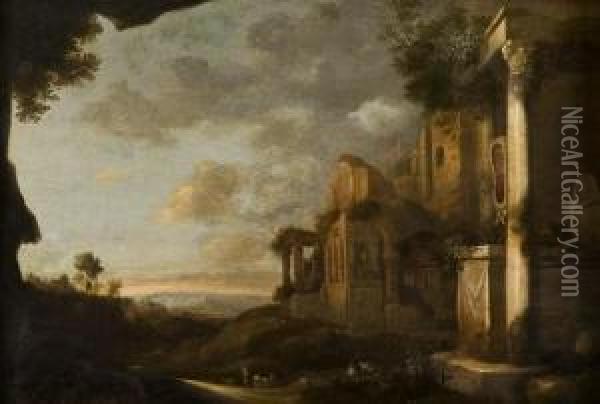 Ruines Antiques Dans Un Paysage Oil Painting - Petrus Van Hattich