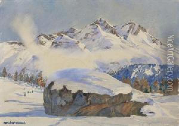 Piz Rosatsch Bei St. Moritz Oil Painting - Hans Beat Wieland