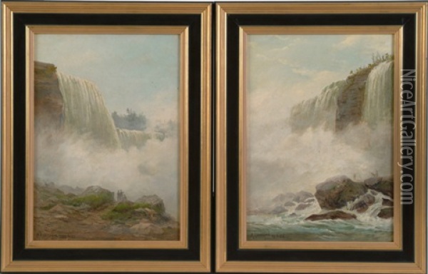Niagara Falls Scenes (2 Works) Oil Painting - Michael Hannaford