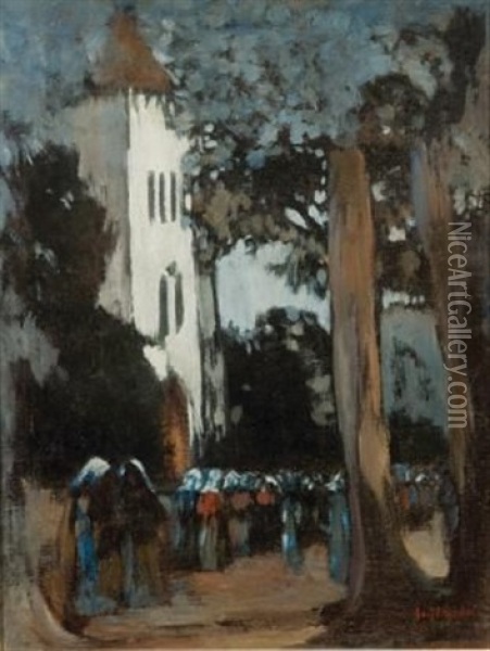 The Congregation Oil Painting - Pieter Hugo Naude