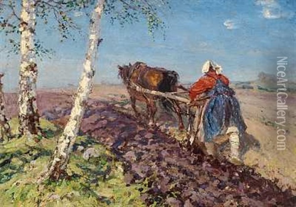 Bondekone, Der Plojer Oil Painting - Michail Vasilievitch Boskin
