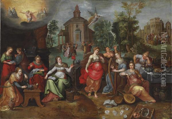 The Parable Of The Wise And Foolish Virgins Oil Painting - Pieter Lisaert