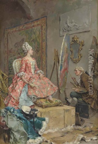 Sitting For Her Portrait Oil Painting - Frederik Hendrik Kaemmerer