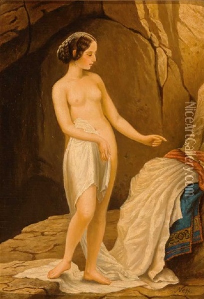 Stehender Weiblicher Akt Vor Felsnische Oil Painting - Timofey Andreyevich Neff