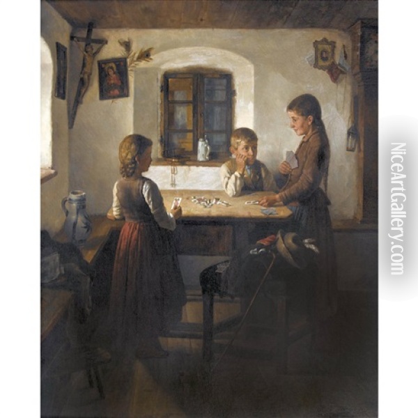 Das Kartenspiel Oil Painting - Richard Eisermann