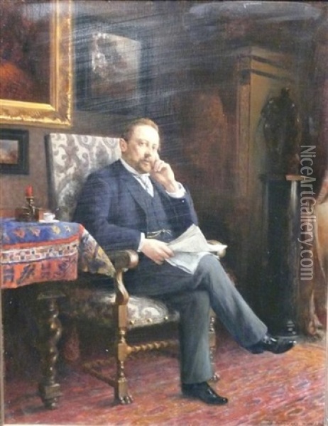 Portrait Of A Seated Gentleman Oil Painting - Adalbert Franz Seligmann