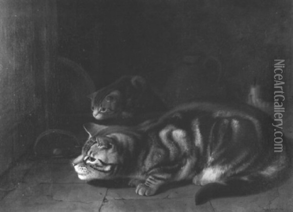Cat And Mouse Oil Painting - Horatio Henry Couldery