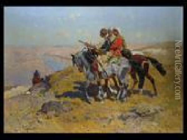 Tscherkessenreiter Im Kaukasus Oil Painting - Franz Roubaud