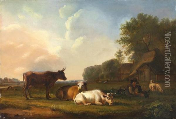 Landschaft Mit Hirte Und Vieh Oil Painting - Balthasar Paul Ommeganck
