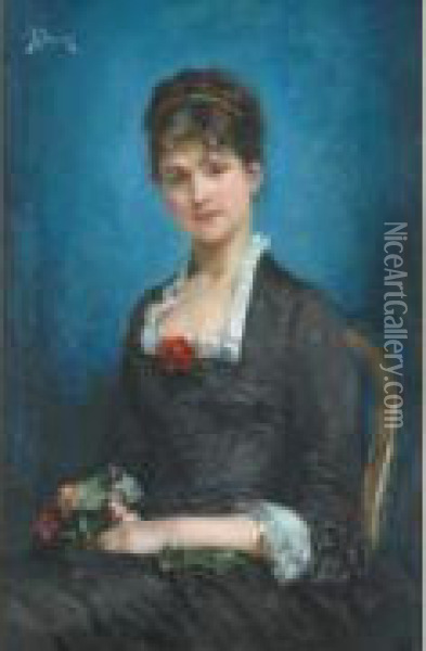 Portrait D'une Dame De Qualite Oil Painting - J. Stewart