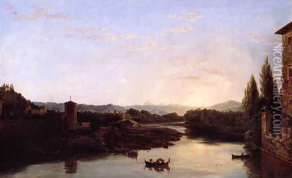 View of the Arno Oil Painting - Thomas Cole