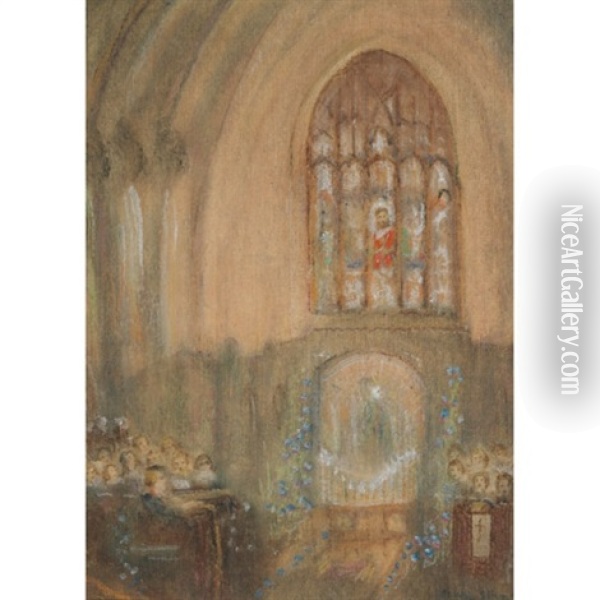 Church Interior Oil Painting - Owen Staples