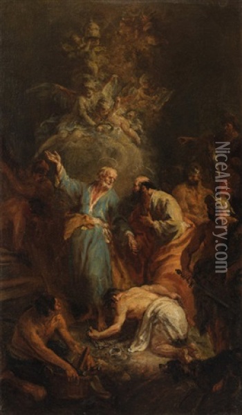 The Farewell Of Saints Peter And Paul Oil Painting - Martin Johann (Kremser Schmidt) Schmidt