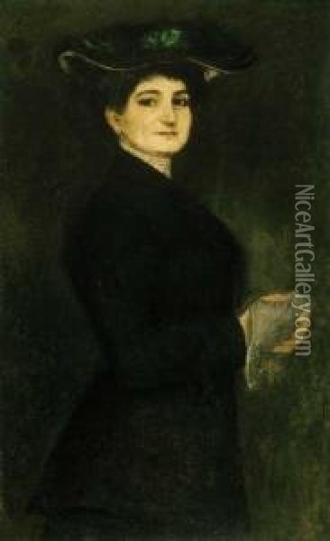 Female Portrait Oil Painting - Josef Karoly Kernstok