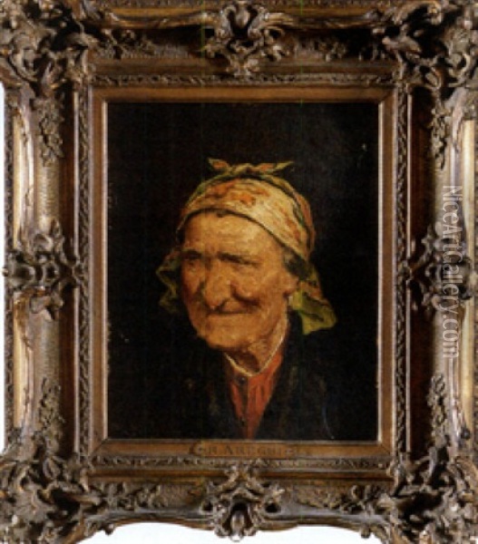 Anciana Con Panuelo Oil Painting - Roman Arregui