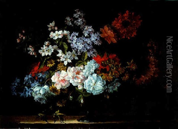 Blumenstrauss In Einer Vase Oil Painting - Jean-Baptiste Monnoyer