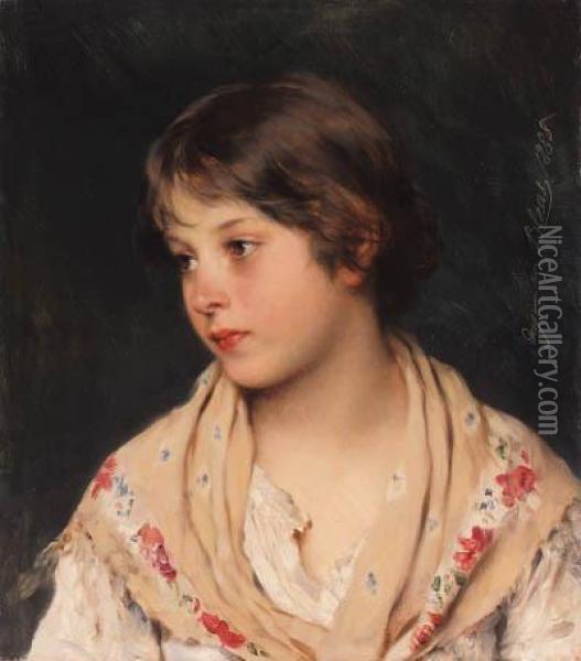 Portrait Of A Girl Oil Painting - Eugene de Blaas