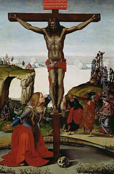 Crucifixion with Mary Magdalene, c.1505 Oil Painting - Luca Signorelli