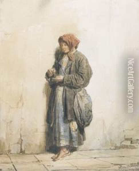 Junge Frau Mit Geldmunze. Oil Painting - Piotr Petrowitsch Sokoloff