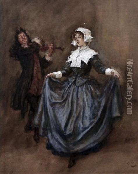 Dancing Master And Lady Oil Painting - Gordon Frederick Browne