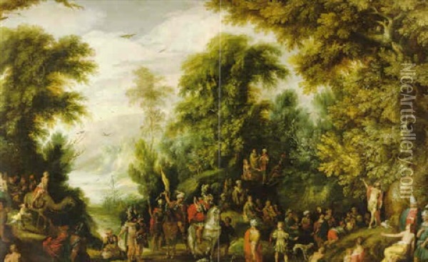 Waldlandschaft Mit Der Predigt Johannes Des Taufers Oil Painting - Alexander Keirincx