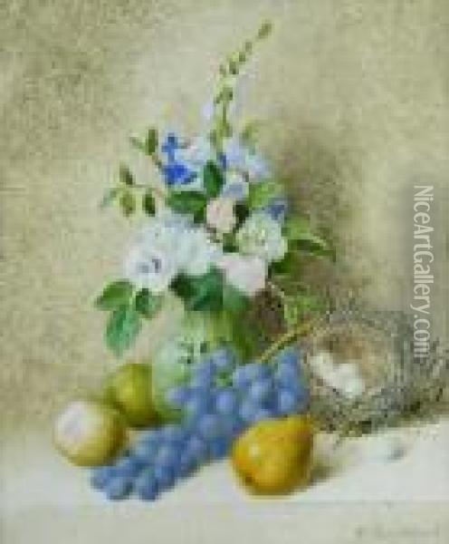 Stilllife Of Flowers In A Vase Oil Painting - William Cruickshank