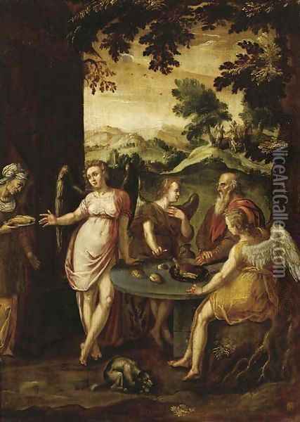 Abraham and the Three Angels Oil Painting - Abraham Bloemaert