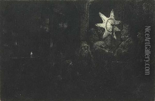 The Star Of Kings: A Night Piece. Oil Painting - Rembrandt Van Rijn
