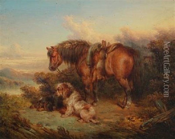 Landscape With Horse And Hounds Oil Painting - Paul Jones
