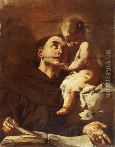 Der Heilige Antonius Mit Dem Jesuskind Oil Painting - Giovanni Battista Piazzetta