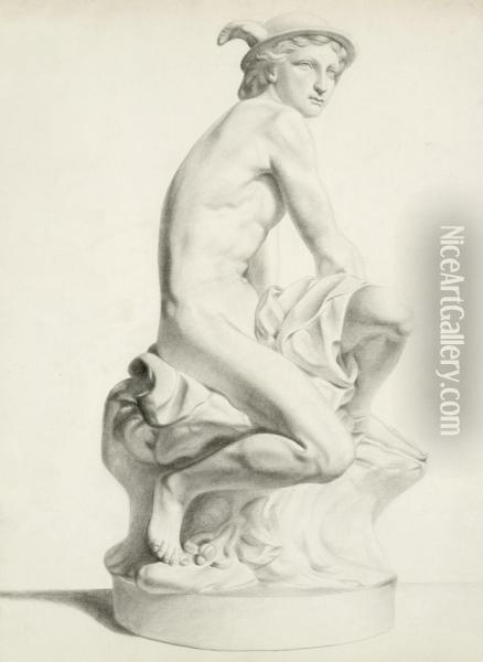 Merkur Schnurt Sich Seine Ledernen Flugelschuhe Oil Painting - Giovanni Domenico Campiglia