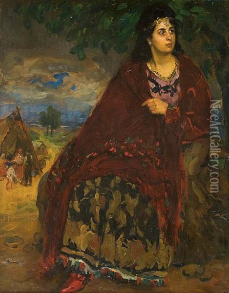 Cyganka Oil Painting - Ferenc Krutsay