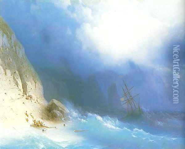 The Shipwreck near rocks Oil Painting - Ivan Konstantinovich Aivazovsky