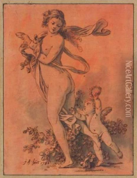 Venus Et Amour Oil Painting - Jean-Baptiste Huet I