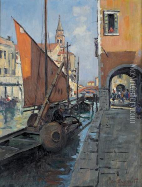 Canale Veneziano Oil Painting - Cesare Esposito