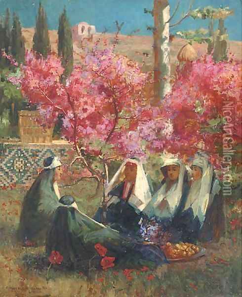 Under the blossom, Shiraz Oil Painting - Peter MacGregor Wilson