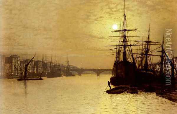 The Thames Below London Bridge Oil Painting - John Atkinson Grimshaw