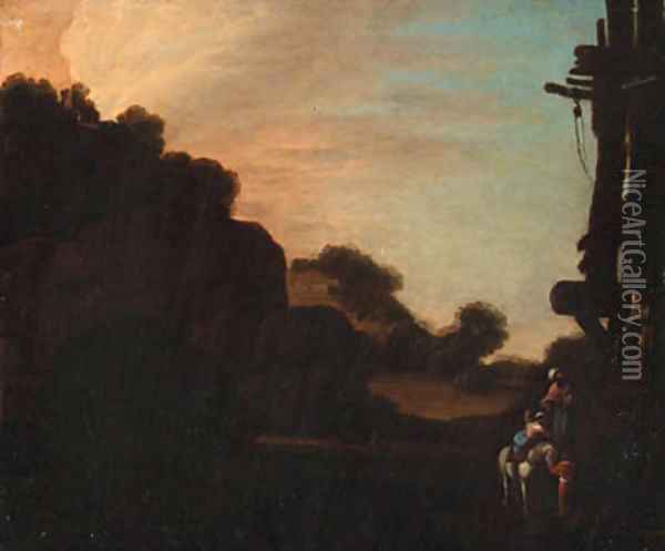 An Italianate landscape with the Good Samaritan Oil Painting - Carlo Saraceni