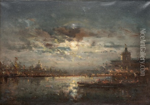 'vue De Venise' Oil Painting - Henri Duvieux