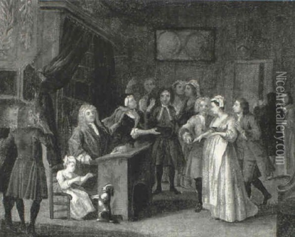 Woman Brought Before A Magistrate Oil Painting - William Hogarth