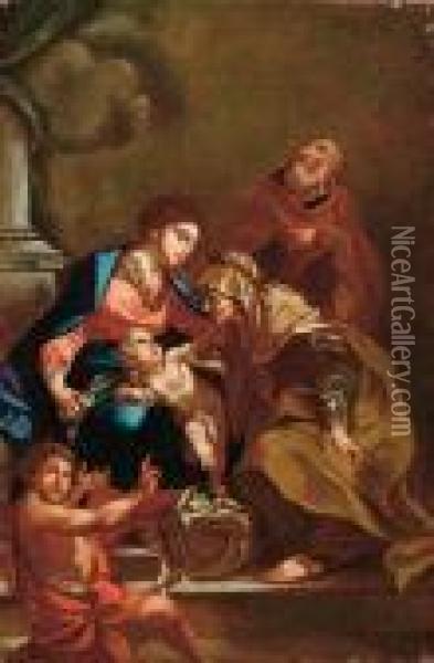 Sacra Famiglia Con Santanna E San Giovannino Oil Painting - Antonio Balestra