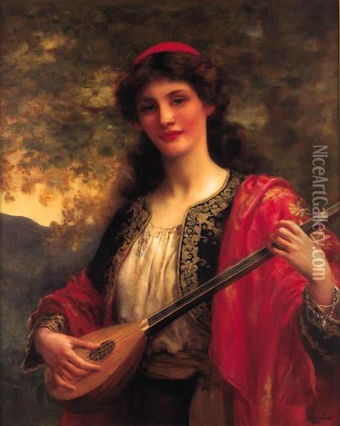 The Lute Player Oil Painting - William Clarke Wontner