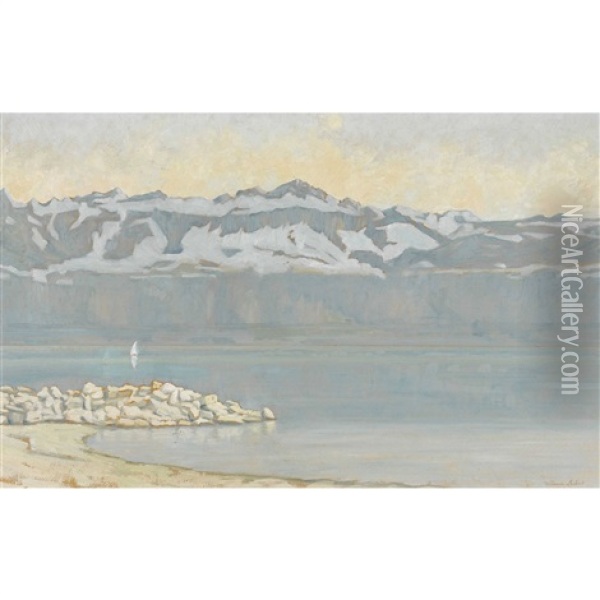 Le Lac Leman Et Les Alpes Oil Painting - William-Victor Aubert