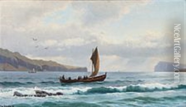 From The Shore Of The Faroe Islands Oil Painting - Christian Blache